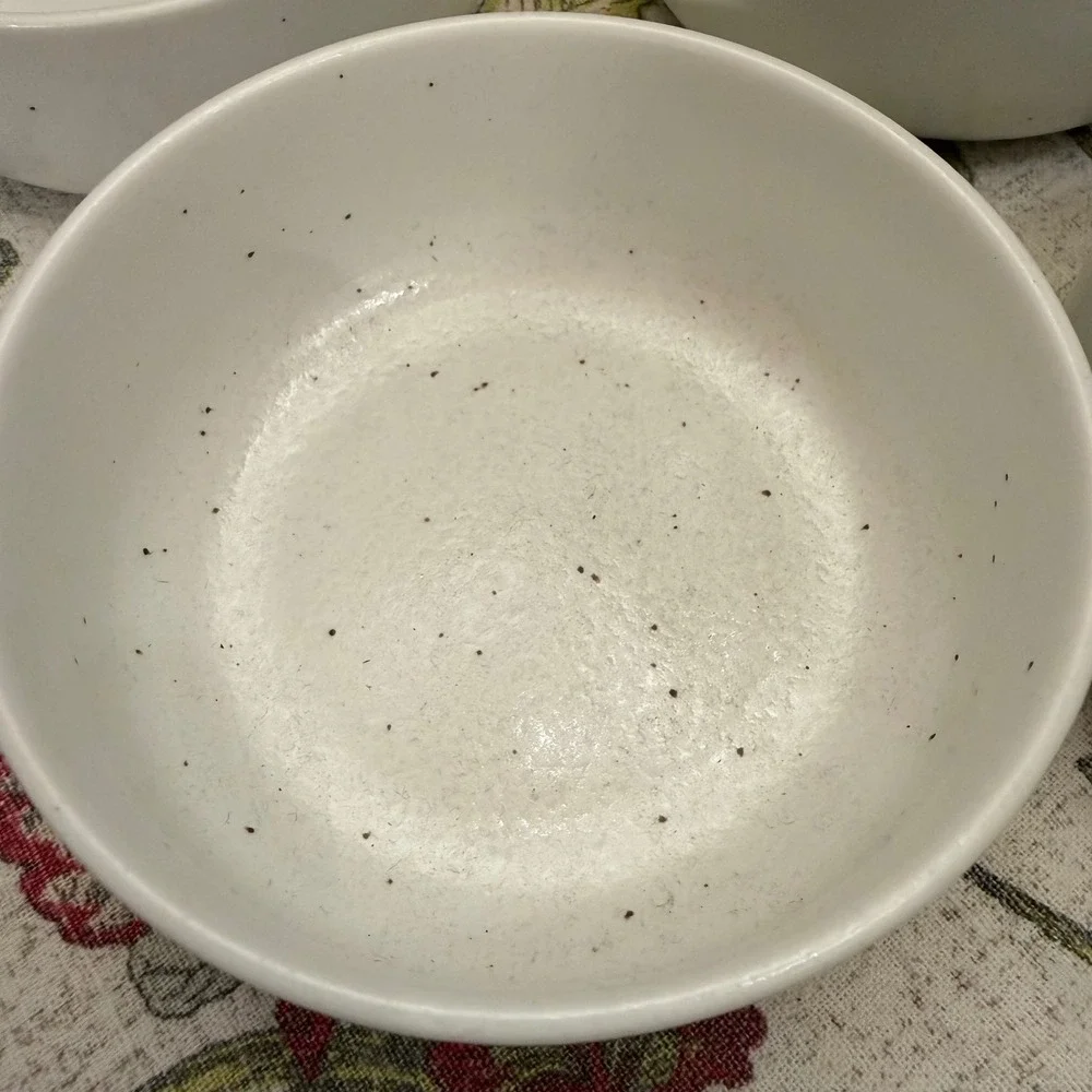 Calvin Klein Set Speckled Stoneware Bowls Japan White Ceramic Prep Serving Bowls
